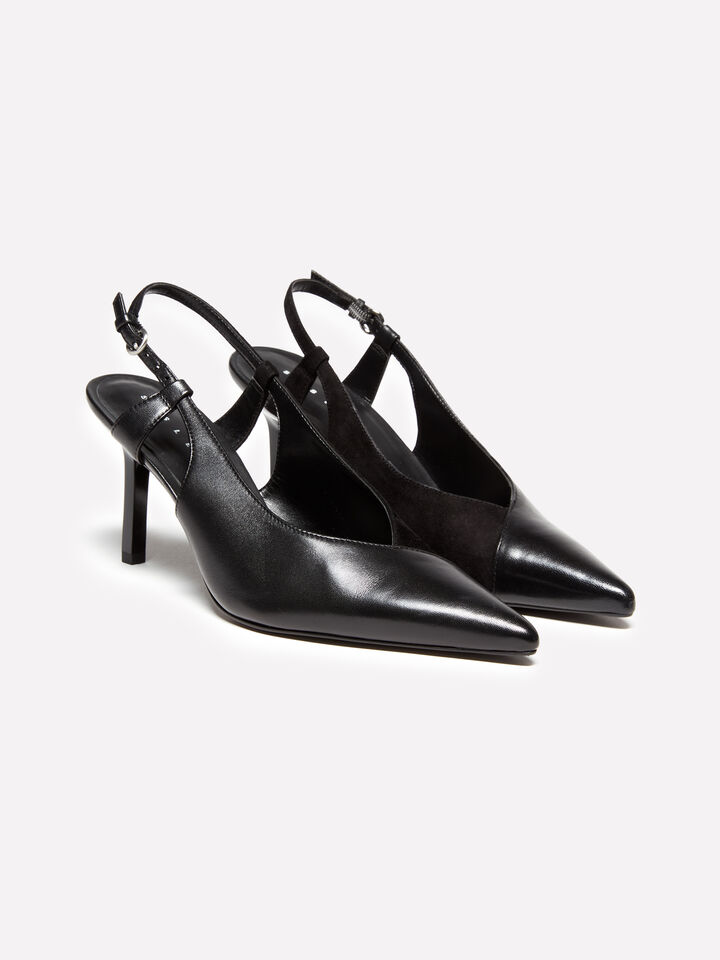 Black slingbacks in 100% leather - women's heels - Black | Sisley image number 1